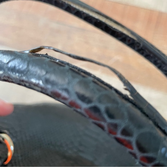 Michael Kors Snake Embossed Hamilton Handbag Black - Picture 9 of 13